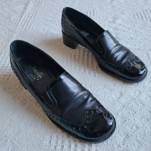 AMALFI BY RANGONI Black  Low Heel Leather Slip On Loafer - Picture 2 of 13